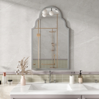 Flieks Badspiegel, Wandspiegel mit Silber-Metallrahmen, 61x101 cm