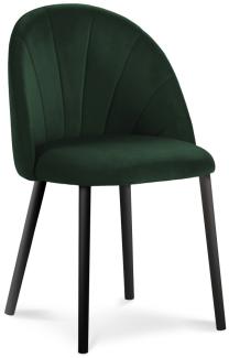 Micadoni Samtstoff Stuhl Ventura | Bezug Bottle Green | Beinfarbe Black Wood