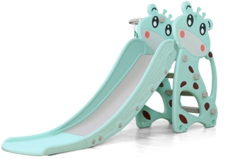 Moni Kinderrutsche Rocco 18021, 172 cm Rutschlänge, bis 40 kg, Basketballkorb blau