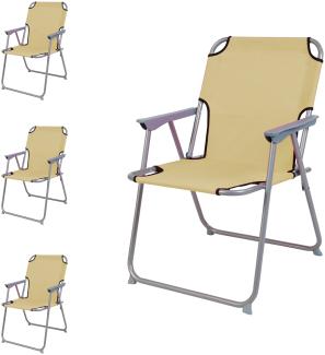 4 Stück Campingstuhl Stoff Oxfort Metall Beige