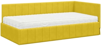 vidaXL Eckbettgestell mit Matratze mit Kopfteil Gelb 100 x 200 cm Samt 3393874