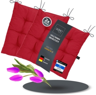 LILENO HOME Stuhlkissen Sitzkissen für Gartenstuhl, Küchenstuhl oder Esszimmerstuhl 40x40x6 cm, Bequeme Indoor u. Outdoor Stuhlauflage als Stuhl Kissen Weinrot