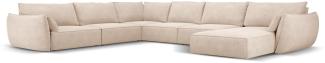 Micadoni 8-Sitzer Panorama Ecke links Sofa Kaelle | Bezug Beige | Beinfarbe Black Plastic