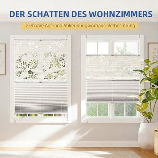 Sekey Plissee Doppelplissee Day+Night Verdunkelung ohne Bohren verspannt Lichtschutz, verdunkelnd, Klemmfix, ohne Bohren, Klemmfix, Lichtdurchlässig Ausbrenner-Muster und 100% Verdunkelnd Verdunkelung