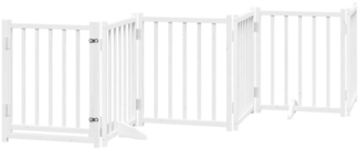 vidaXL 6-tlg. Hundetor mit Tür Faltbar Weiß 300 cm Massivholz Tanne 352277