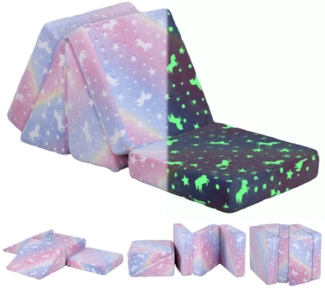 AIYAPLAY Sessel aus Schaumstoff mit Liegefunktion (Spielsofa für Kinder, 5-St, Kindersofa-Set für Kleinkinder), im Dunkeln Leuchtende Samtoptik, für 2-3 Kinder, Bunt