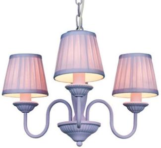Barock Pendelleuchte mit Plissee-Schirm 3-Flammig, Lila Leuchte Lampe