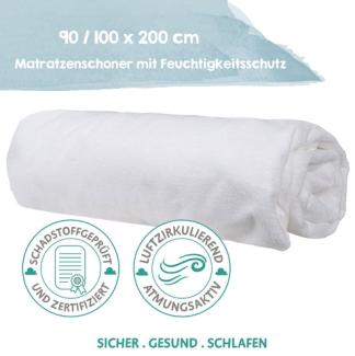 Roba 'Safe Asleep' Spannbettlaken mit Feuchtigkeitsschutz, Baumwolle und Polyester, Weiß, 100x200 cm