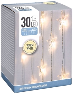 Spetebo LED-Lichtervorhang Sternen Lichtervorhang 30 LED warm weiß - 100 cm, 30-flammig, Weihnachten Fenster Deko Lichterkette Indoor - Netzstecker inklusive