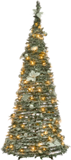 Künstlicher Weihnachtsbaum mit Schnee klappbar LED FIRVANA 185 cm Weiß