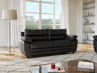 Vente-unique - Sofa 3-Sitzer - Kunstleder - Schwarz - MANOA