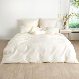 Traumschlaf Uni Mako-Satin Bettwäsche|160x210 cm + 65x100 cm| creme