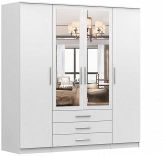 MOEBLO Drehtürenschrank RUTH 4D (mit Spiegel und Schubladen, Kleiderschrank 4-türig Schrank Garderobe Schlafzimmer) (BxHxT):200x210x64cm