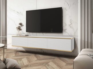 TV-Lowboard TV-Lowboard Orenate II (Farbe: Weiß / Weiß + Gold)