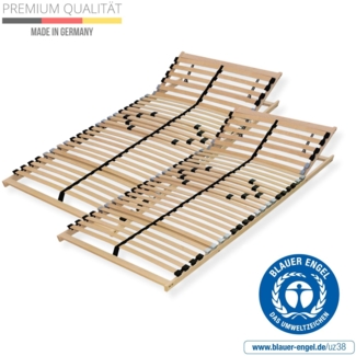 Premium Lattenrost 160x200, Punktelastischer 7 Zonen Lattenrahmen Buche, 28 Latten, Federholzrahmen MADE IN GERMANY, Lattenrost Kopfteil verstellbar, 2x Lattenrost 80x200, bis 150Kg