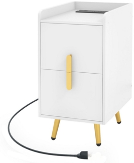 COSTWAY Nachttisch (1-St), mit Ladestation & USB-Anschlüssen & Schubladen