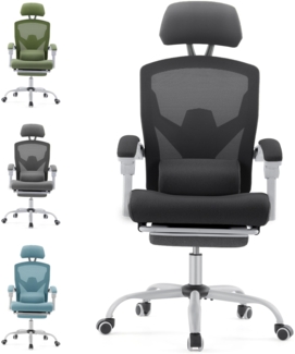 DUMOS Bürostuhl Ergonomisch - EIN Schreibtischstuhl mit Komfortarmlehnen, Ausgestattet mit Einer Bequemen Lendenwirbelstütze und Fußstütze, Office Chair Geeignet für Zuhause