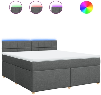 vidaXL Boxspringbett mit Matratze Dunkelgrau 180x200 cm Stoff 3289060
