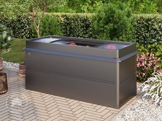 PRIMEYARD 200 x 85 x 77 cm Hochbeet Theo, Stahl, Anthrazit-Metallic | inkl. Frühbeetaufsatz und Schneckenschutz