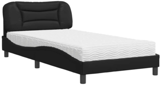 vidaXL Bett mit Matratze "Hvar" Schwarz 100x200 cm Kunstleder 3208703