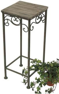 DanDiBo Blumenhocker Metall Eckig 64 cm Blumenständer 11134 Beistelltisch Pflanzenständer Holzablage Blumensäule