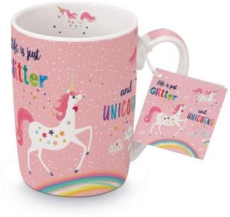 PPD Tasse Porzellan Becher Einhorn -Mug-Glitter & Unicorns, Kaffee -Tee, Kinderbecher als Geschenk geegnet