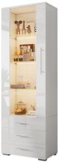 Merax Glasvitrine hochglanz Vitrine mit LED-Beleuchtung (1-St) Standvitrine mit 3 Schubladen, Acryltür & Glaseinlegeböden,60 x 35 x 180 cm