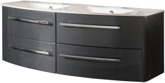 Lanzet CLASSICO Badmöbel Set 2-teilig, Doppel-Waschtisch 140 cm breit, Anthrazit, Weiß