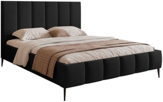 Selsey 'Sarafino' Polsterbett mit Bettkasten, Lattenrost und Metallfüßen, schwarz, 180x200 cm