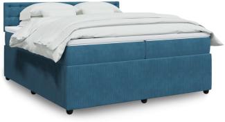 vidaXL Boxspringbett mit Matratze Blau 200x200 cm Samt 3290146