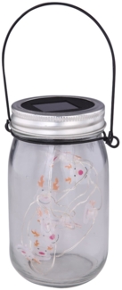 LED Glas Solarleuchte, klar, Lichterkette, 10x Rentier