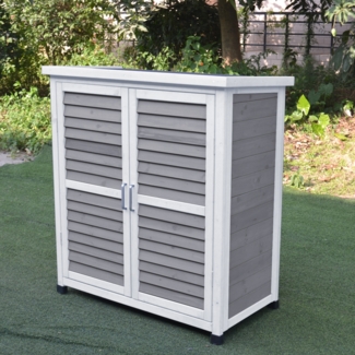Leco Gartenschrank "MOMO", grau-weiß, 87 x 47 x 95 cm (L x B x H)