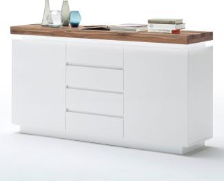 Sideboard matt weiß und Eiche massiv 150 cm