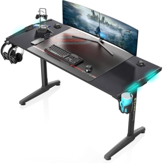 Gaming Schreibtisch LED Groß Gamer Tisch 140x60 cm mit