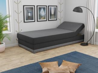 Bett Andre 90x200cm mit Bettkasten - Sofa, Schlafsofa, Regulierbarer Rückenlehne, Bettgestell, Schlafzimmer, Kinderzimmer (Schwarz (Sawana 05 + 14))