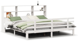 vidaXL Massivholzbett mit Regal ohne Matratze Weiß 180x200 cm Kiefer 3322764
