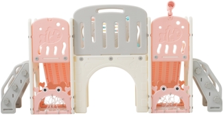 8-in-1 Kleinkind-Rutsche Indoor Klettergerüst Rutschenset Basketball Tunnel Spielzeugaufbewahrung