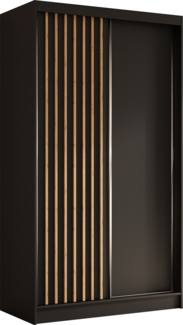 AX LIVING Cabinio Kleiderschrank 120cm breit Schwarz/Artisan-Lamellen