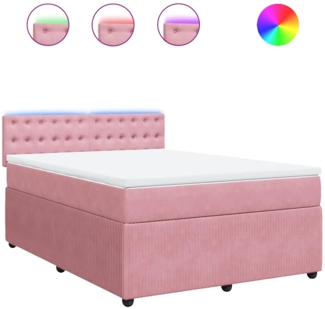 vidaXL Boxspringbett mit Matratze Rosa 160x200 cm Samt 3290099