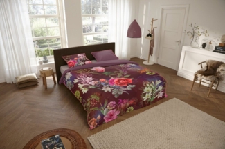 Descanso Mako Satin Bettwäsche 2 teilig Bettbezug 155x220 cm Kopfkissenbezug 80x80 cm Simone 9344.29.12 Bordeaux