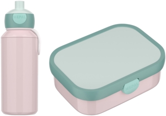 Mepal 'Campus' Lunch-Set mit Pop-up Trinkflasche & Lunch Box, Kunststoff Cool Pink / Cool Mint, 400 ml / 750 ml