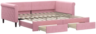 vidaXL Tagesbett Ausziehbar mit Schubladen Rosa 100x200 cm Samt 3197829