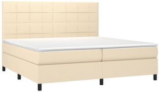 vidaXL Boxspringbett mit Matratze & LED Creme 200x200 cm Stoff, Härtegrad: H2 [3134906]