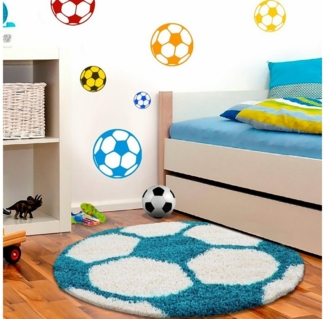 Ayyildiz Teppiche Kinderteppich Fun 6001, rund, Höhe: 30 mm, Fußball Design