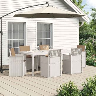 vidaXL Garten Essgruppe mit Kissen 7 pcs Weiß und Taupe PP 3430081