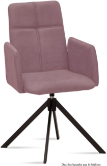 Armlehnstuhl drehbar (6er-Set) Debera 52 x 92 x 60 Schwarz/Rosewood