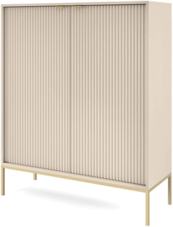 Selsey 'Vellore' Highboard 2-türig, beige mit goldfarbenem Gestell, ca. 125 x 104 x 39 cm