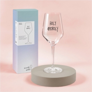 Sand & Soda 9500016 Modernes Weinglas mit trendigem Spruch Holy Aperoly, in Geschenkbox – Made in Germany