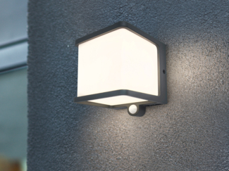 LED Solar Wandleuchte DOBLO mit Bewegungsmelder, 11 x 12,9 cm