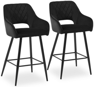 Ofcasa Barhocker Barstuhl aus Samtstoff (2er Set), Gepolsterte Küchenstuhl mit Fußstütze, Sitzhöhe 73cm
